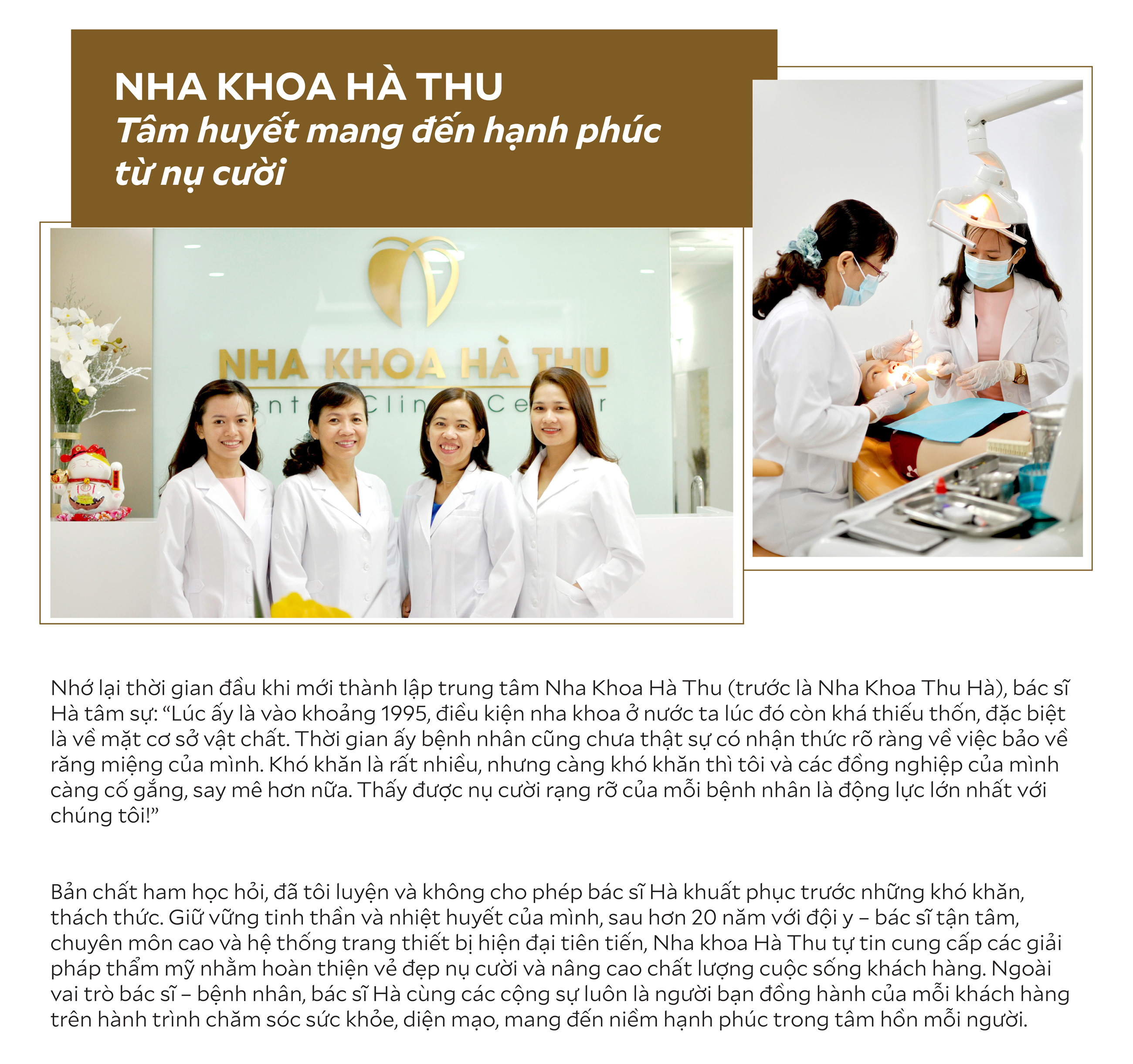 Nha khoa Hà Thu tâm huyết mang đến hạnh phúc từ nụ cười