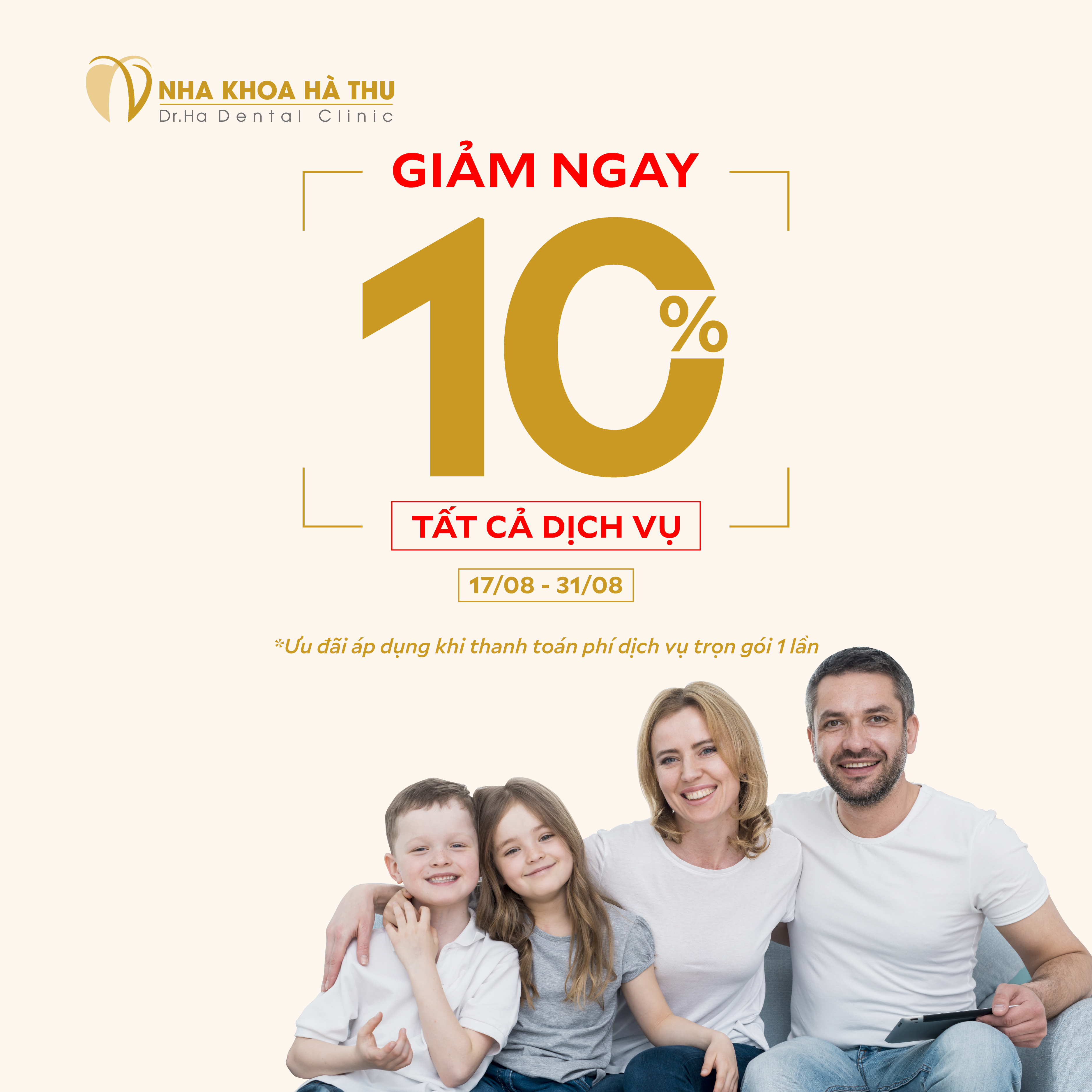 ƯU ĐÃI ĐẶC BIỆT 10% TẤT CẢ DỊCH VỤ NHA KHOA - CHIA SẺ CHI PHÍ, AN TÂM ĐIỀU TRỊ TẠI NHA KHOA HÀ THU!!